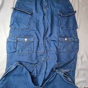 Men's Blue Denim Cargo Pants